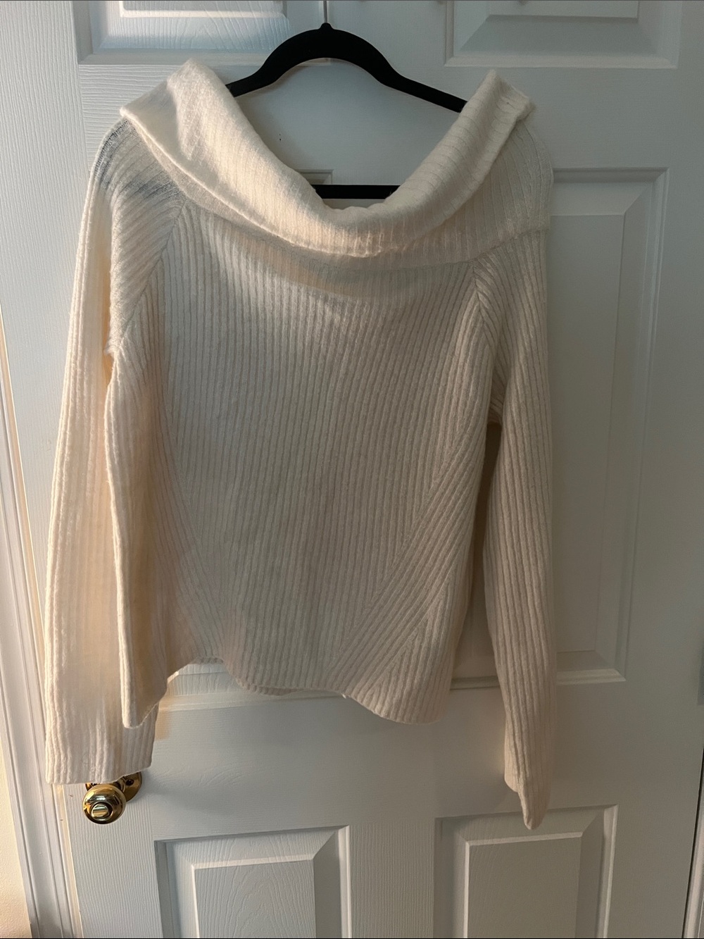 H&M Cream Ribbed Cowl Neck Sweater